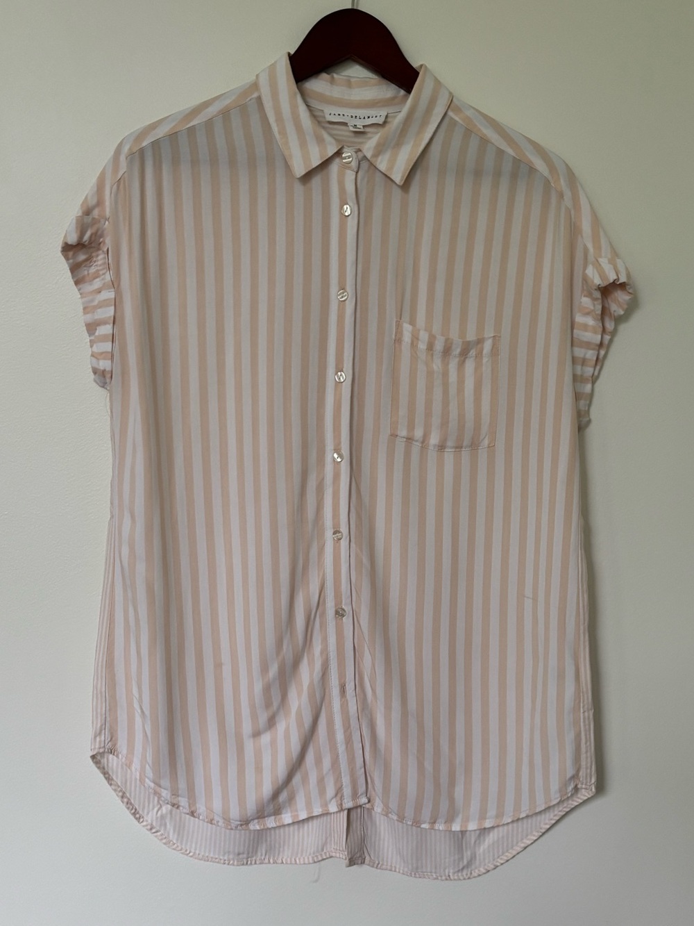 Jane and Delancey‎ Pale Pink Striped Short-Sleeve Button-Down Shirt